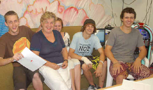 Place to hang: Ran MC and Pat Whittingham (left) with some of the youth at the Bellingen Youth Space. Place to hang: Ran MC and Pat Whittingham (left) with some of the youth at the Bellingen Youth Space.